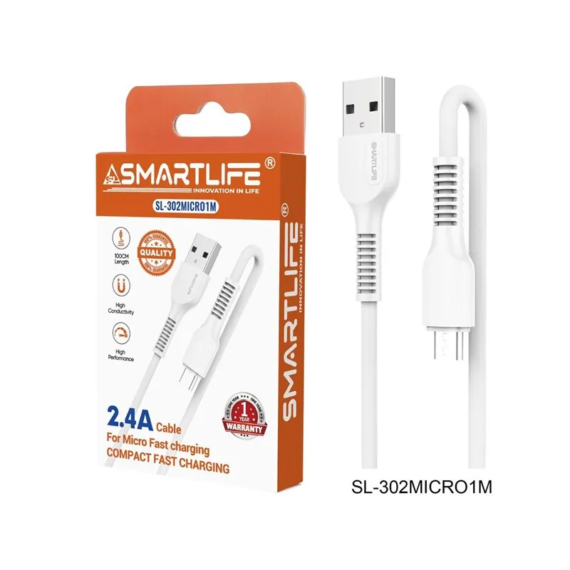 2.4A Micro USB Cable with Spring Guard 1M